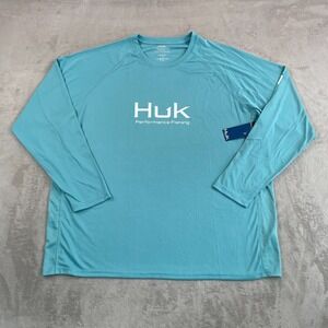 HUK Pursuit Performance Crew T Shirt Men 3XL Marine Blue UPF50 Vented NWT